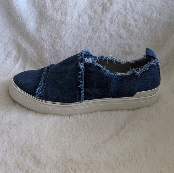 Raw Trim Denim Slip on Sneakers - Picture 6 of 10